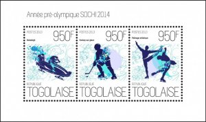 TOGO - 2013 - Pre-Olympic Year, Sochi - Perf 3v Sheet - Mint Never Hinged