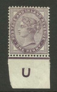 1881 1d Lilac U Control Single, Mounted Mint.  {AV7-29}