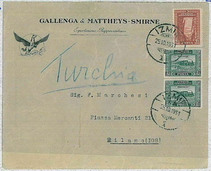 37117 - TURKEY Turkey - POSTAL HISTORY: COVER to MILANO 1931-