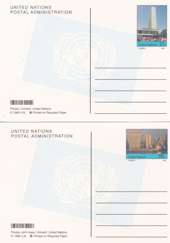 United Nations - New York # UX20-21, Postal Cards, Mint, 1/2 Cat.