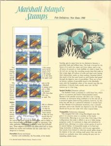 MARSHALL ISLANDS 174a, USED, SOUVENIR PAGE W/BOOKLET PANE OF 10 STAMPS, PARRO...