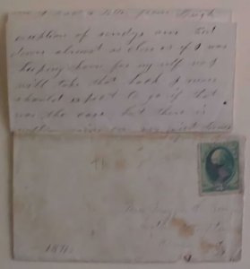 US LETTER IN 1871 HARDWICK COVER TORN AWAY FROM STAMP
