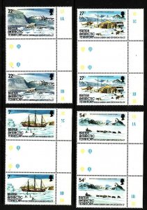 British Antarctic Territory-Sc#121-4- id7-unused NH set in gutter pairs-Ships-Gr