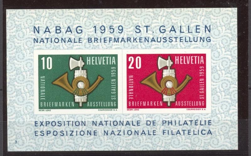 Switzerland, 1959 NABAG Souvenir Sheet, MNH, no faults