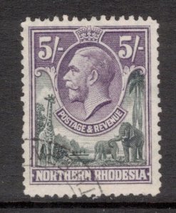 NORTHERN RHODESIA 1925 5/- George V; Scott 14, SG 14; Used