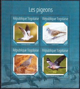 Togo 2014 Birds Pigeons Sheet MNH