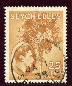 Seychelles 1938 KGVI 25c brown-ochre (CH) very fine used. SG 141. Sc 137.