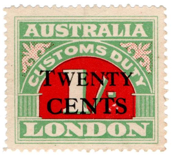 (I.B) Australia Revenue : Customs Duty 20c on 1/- OP