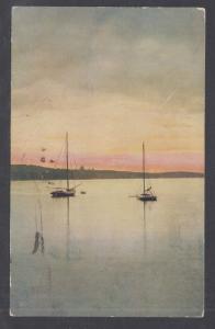 US Sc 300b on 1909 pastel color litho PPC of sail boats, Iowa cancel