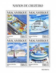 Mozambique 2019 MNH Cruise Ships Stamps Carnival Vista Explorer of Seas 4v M/S