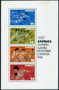 Antigua 437a sheet,MNH.Michel Bl.25. Olympics Montreal-1976.Swimming,Bicycling,