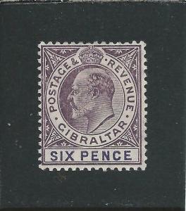 GIBRALTAR 1904-08 6d DULL PURPLE & VIOLET CHALKY MM SG 60a CAT £32