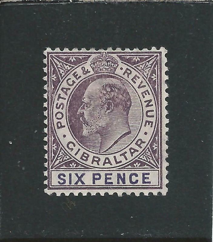 GIBRALTAR 1904-08 6d DULL PURPLE & VIOLET CHALKY MM SG 60a CAT £32