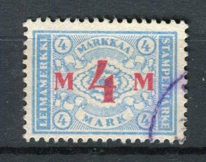 FINLAND; 1890s early classic Leimamerkki Revenue issue 4M. used value