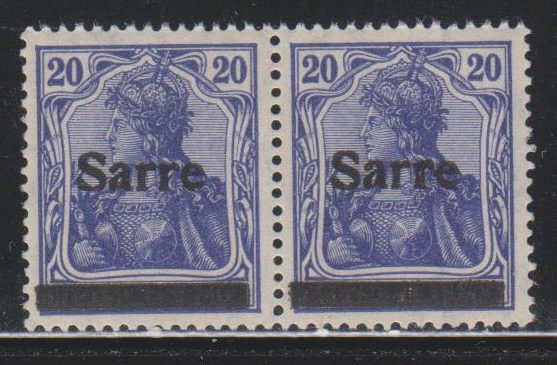 Germany,  Saar,  20pf Overprinted (SC# 8) MNH PAIR