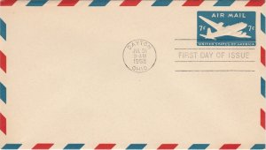 Scott# UC26  Die AM12 FDC US Airmail Envelope, Swollen wing.