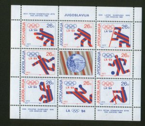 YUGOSLAVIA-MNH**-S/S-MEDALS EVENTS SUMMER OLYMPICS-LOS ANGELES-1984.