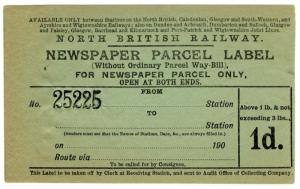 (I.B) North British Railway : Newspaper Parcel 1d 