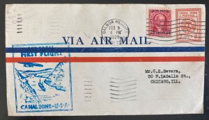 1929 Balboa Canal Zone Panama First Flight Airmail PS cover  to Chicago IL Usa