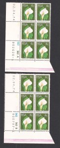 SOUTH AFRICA SC# 411  CYLINDER B/6  #560-63  PANE A&B  #1  FVF/MNH 1974