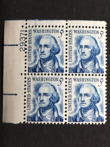 Scott # 1283B George Washington - Redrawn, MNH Plate Block of 4