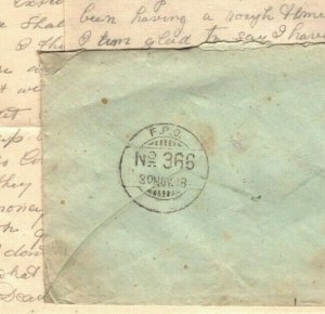 IRAQ WW1 Cover INDIA *FPO 366* Somerset Light Infantry 1918 Soldier Letter MAL26