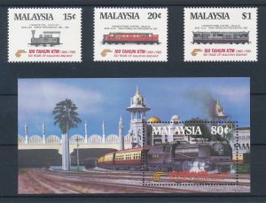 [113359] Malaysia 1985 Railway trains Eisenbahn with sheet MNH