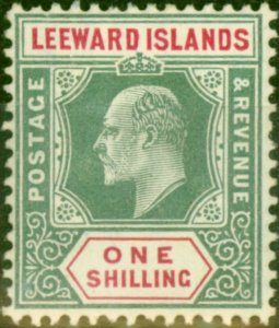 Leeward Islands 1908 1s Green & Carmine SG35 Fine Mtd Mint