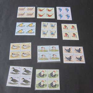 Australia 1970s Sc 682-686,713-718 set(2) Bird Blk(4) MNH