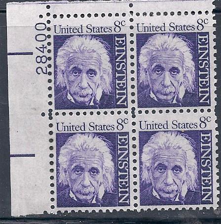 US#1285 8c -Einstein Plate Block (4) MNH CV $0.85