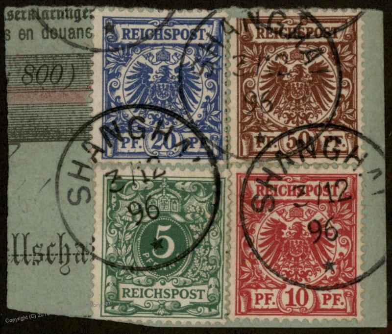 Germany 1896 China 4-Color Vorlaufer Forerunner SHANGHAI 78831