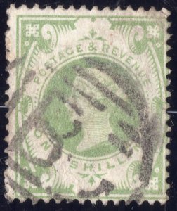 1892 Great Britain postage stamp 1sh green SC122.