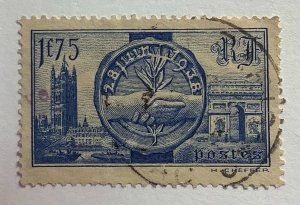 France 1938 Scott 352 used - 1.75 fr,  British Royal Visit