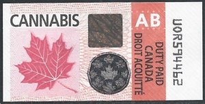 Canada | 2018 Alberta AB CANNABIS Marijuana Pot Duty Paid Revenue-