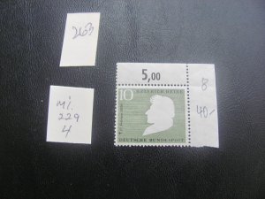 GERMANY 1956 MNH MI. 229 CORNER MARGIN   SET XF (263) ALL MARGIN #s OR CM