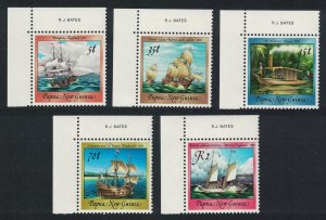 Papua NG Ships 5v Corners 1987 MNH SG#544=556