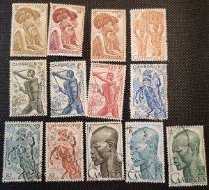 Cameroon, 1946, short sets, #307-10,313,315-21, Natives, SCV$7.50