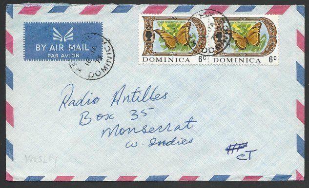 DOMINICA 1973 airmail cover to Montserrat - WESLEY cds.....................50281