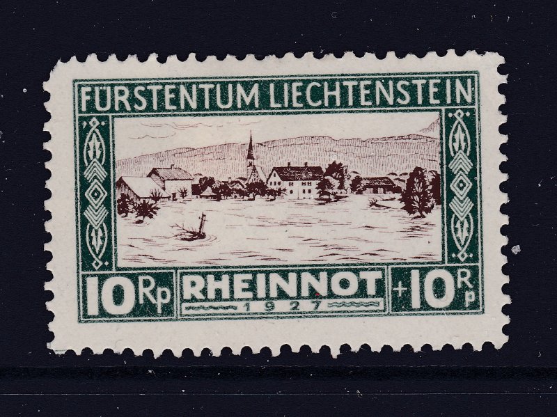 Liechtenstein the 10+10r from the 1928 Flood relief MH