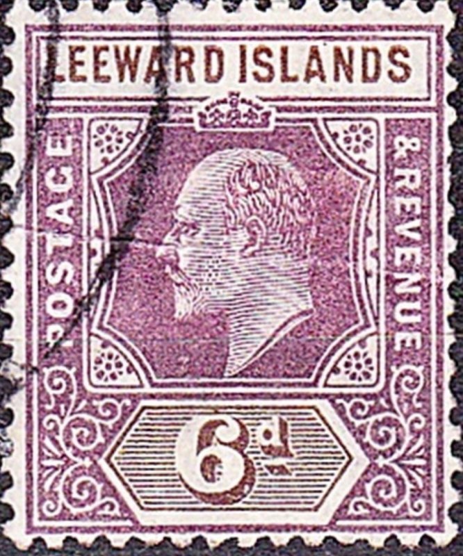 LEEWARD ISLANDS 1902 KEDVII 6d Dull Purple & Brown SG25 Used