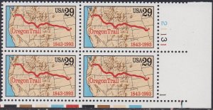 2747 Oregon Trail Plate Block MNH