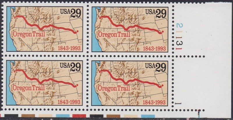 2747 Oregon Trail Plate Block MNH