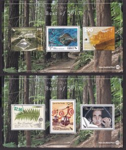 2013 NEW ZEALAND - BEST OF 2013 2 X MINI SHEETS UNMOUNTED MINT 