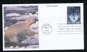 US 3292 Arctic Animals - Gray Wolf UA Mystic cachet FDC