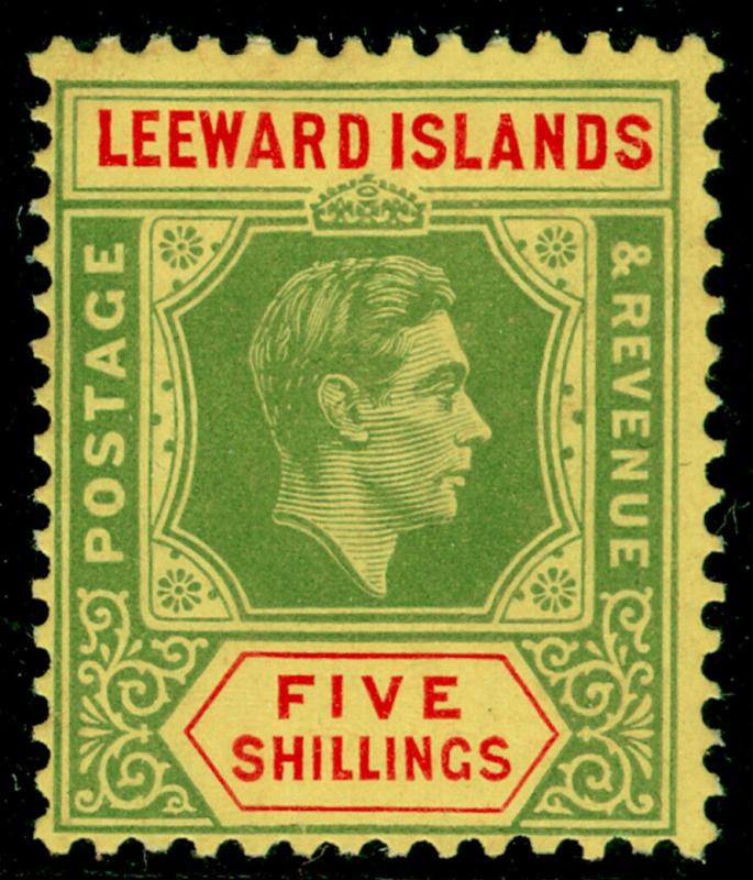 LEEWARD ISLANDS SG112, 5s Green & Red Yellow (Chalky), M MINT. Cat £50.