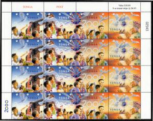 TONGA 1027 (4 STRIPS OF 4) MNH SCV $24.00 BIN $14.00 KINGDOM OF TONGA 2000