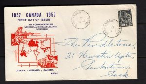 Canada 1957 Mining #373 FDC addressed Regal cachet