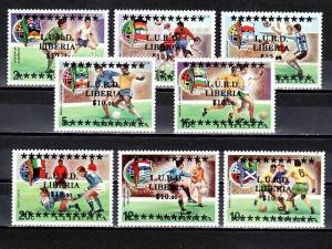 Liberia, L.U.R.D. 675-682 issue. World Cup Soccer, Black o/print L.U.R.D. ^