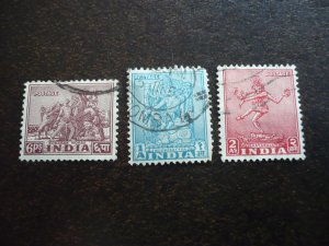 Stamps - India - Scott# 208, 210, 211 - Used Partial Set of 3 Stamps