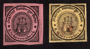 1862 Hamburg Local stamp, Very rare Genuine & Common Reprint, See description!!